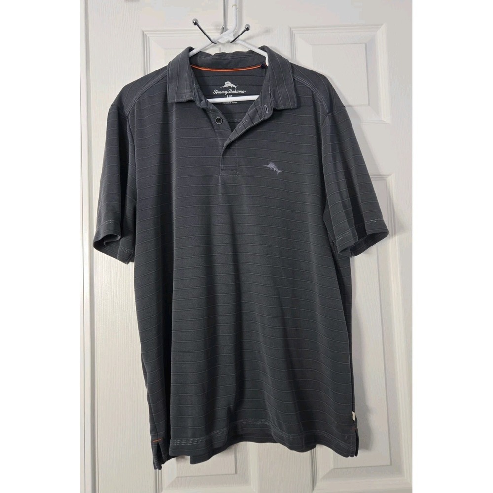 Tommy Bahama Polo Shirt Mens L Large Grey Islandzone Lyocell Modal‎ Blend Golf